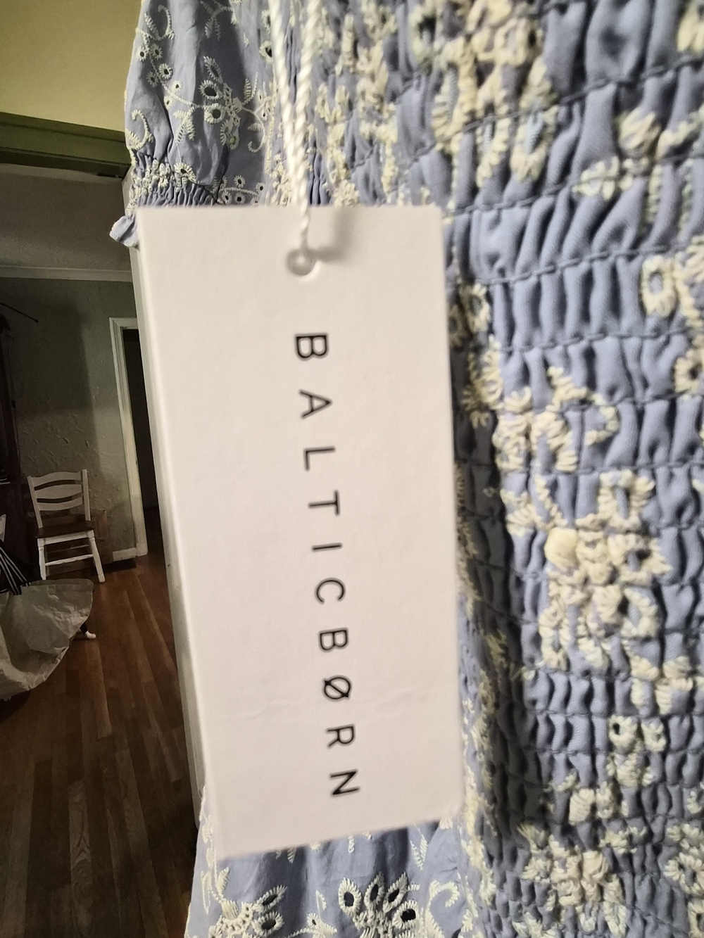 Baltic Born Piper Eyelet Midi Dress Blue And Ivory - Picture 4 of 10